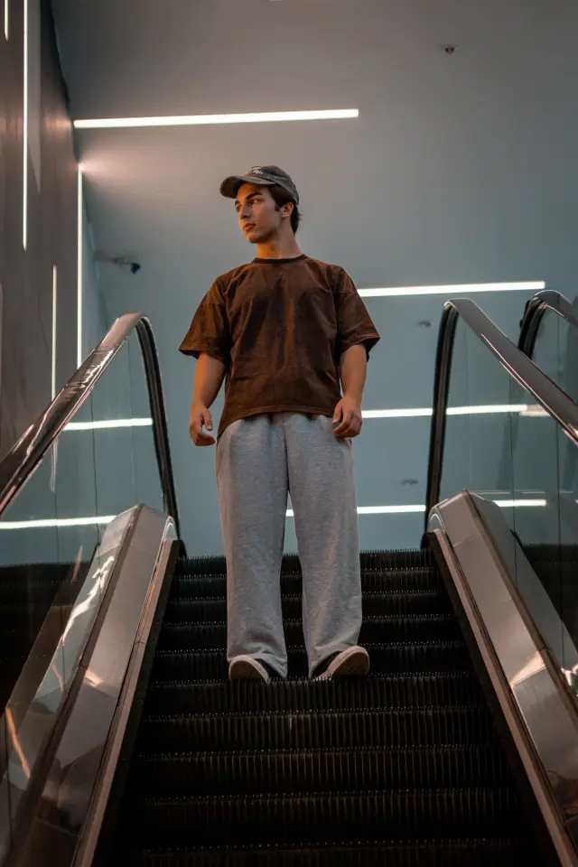Basic Yıkama Detaylı Oversize Tişört - Kahverengi