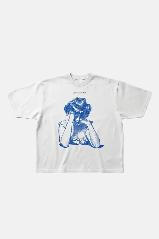 SILENT CHAOS KADIN BASKILI BOXY FIT T-SHIRT