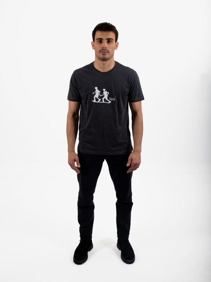 Street Duo Nakışlı Oversize Tişört - Gri