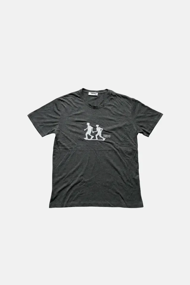 Street Duo Nakışlı Oversize Tişört - Gri