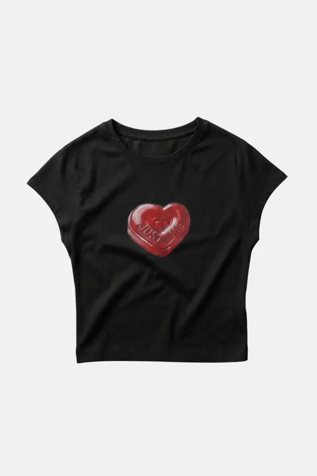 TEEVO JUST ME CANDY HEART PREMIUM CROPPED