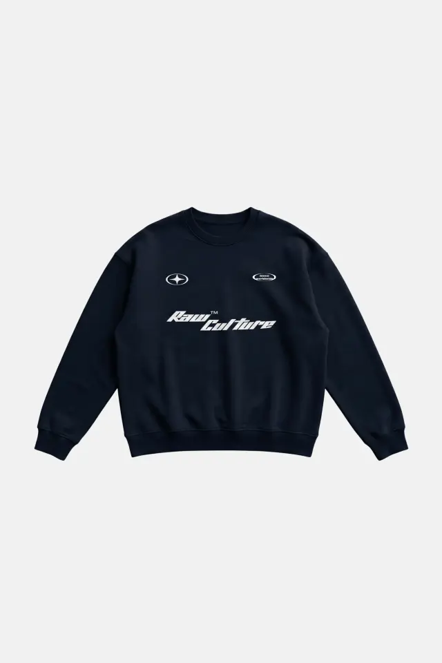 Raw Culture Baskı Detaylı Diagonal Sweatshirt