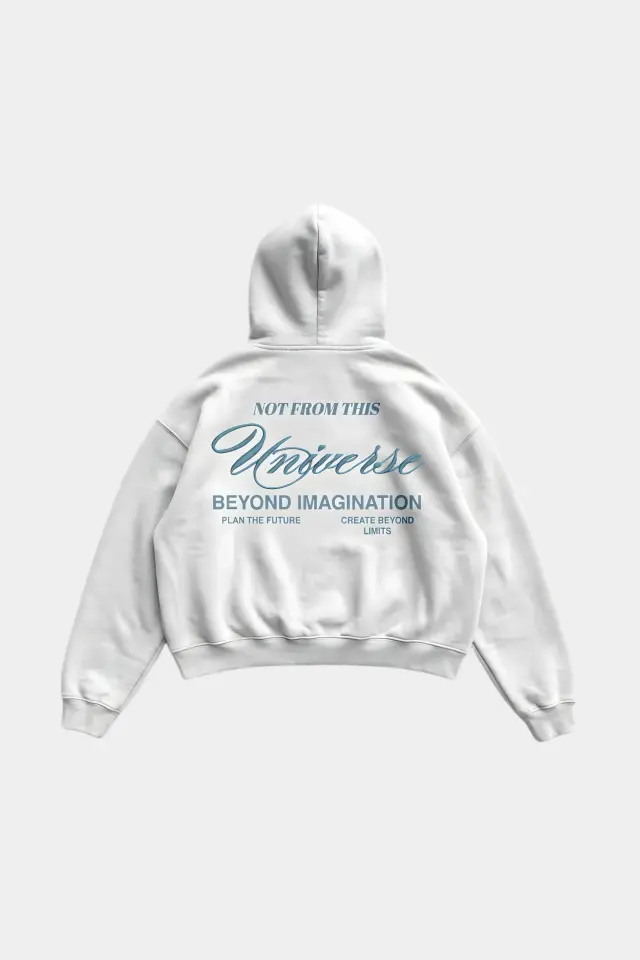 Universe Nakış Detaylı Diagonal Hoodie