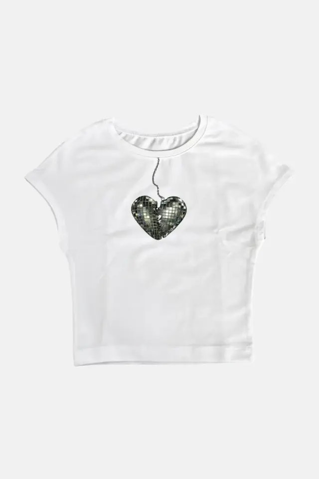 TEEVO BROKEN DISCO HEART PREMIUM CROPPED